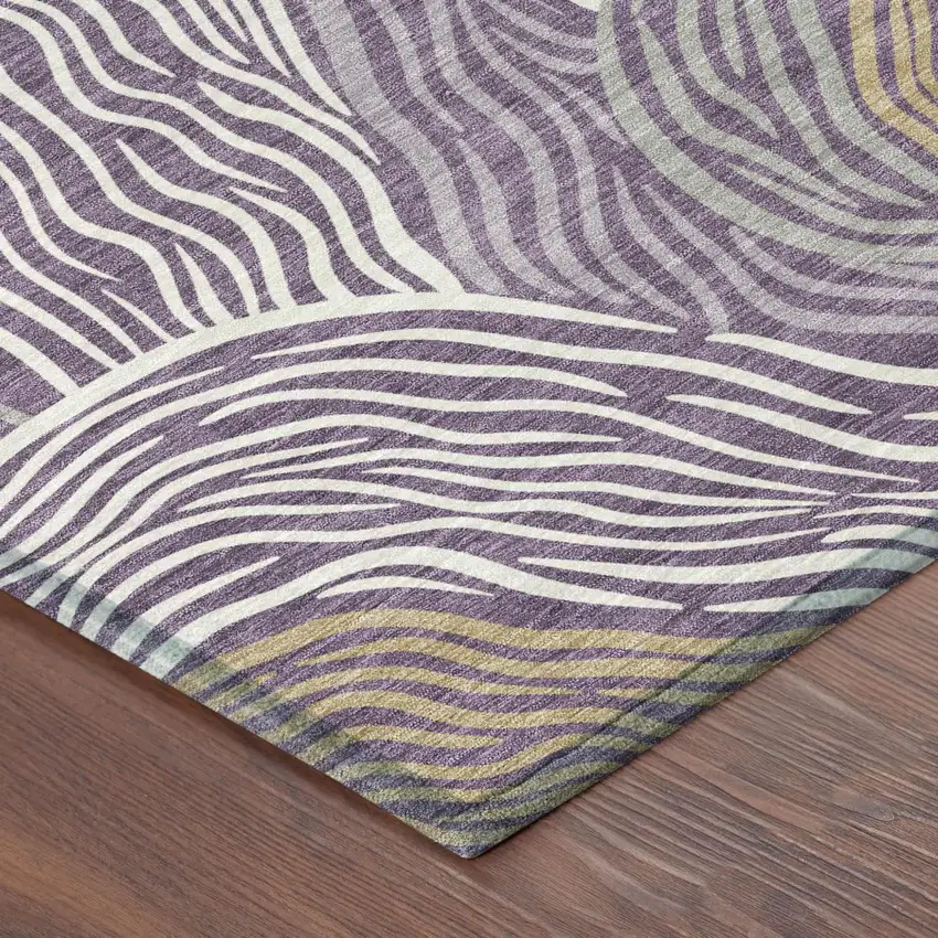 Purple And Ivory Ikat Washable Indoor Outdoor Area Rug Photo 4