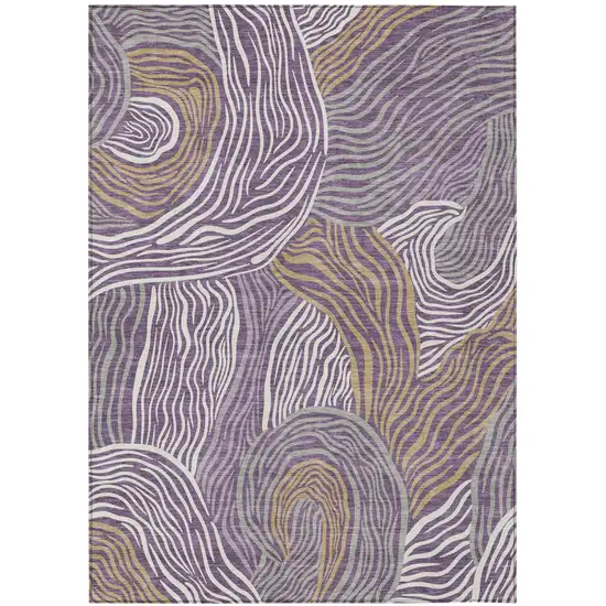 Purple And Ivory Ikat Washable Indoor Outdoor Area Rug Photo 1