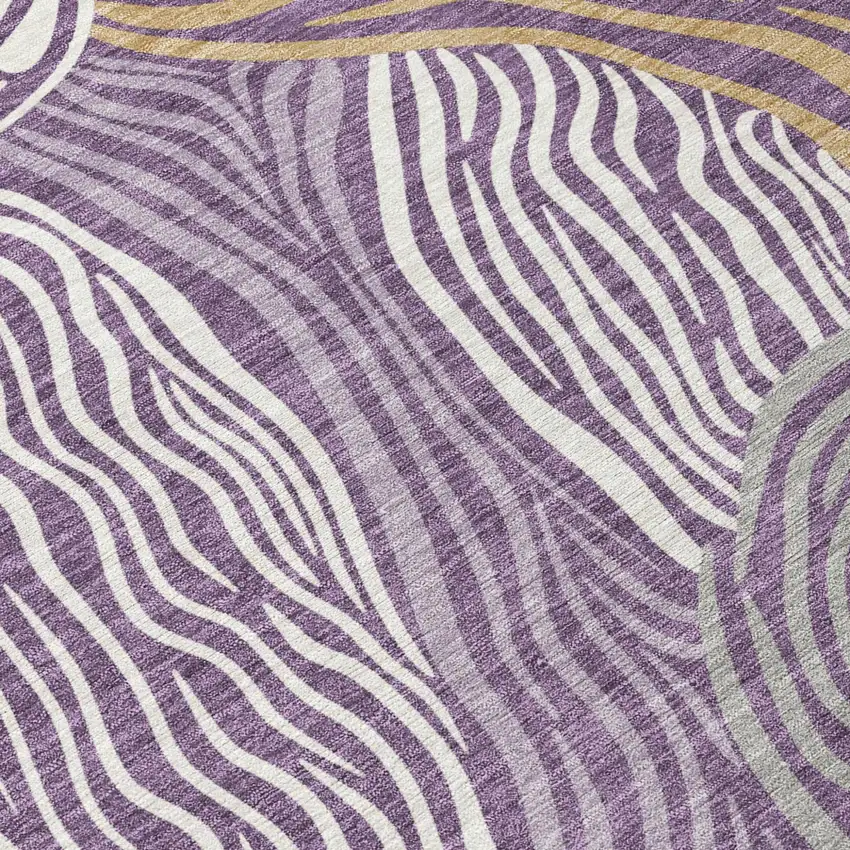 Purple And Ivory Ikat Washable Indoor Outdoor Area Rug Photo 5