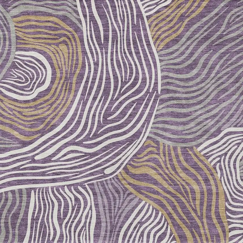 Purple And Ivory Ikat Washable Indoor Outdoor Area Rug Photo 2