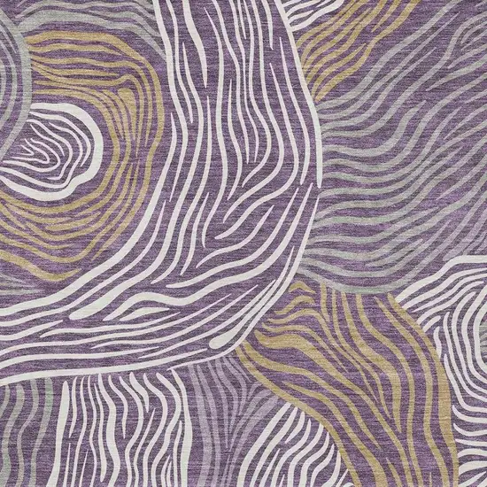 Purple And Ivory Ikat Washable Indoor Outdoor Area Rug Photo 2