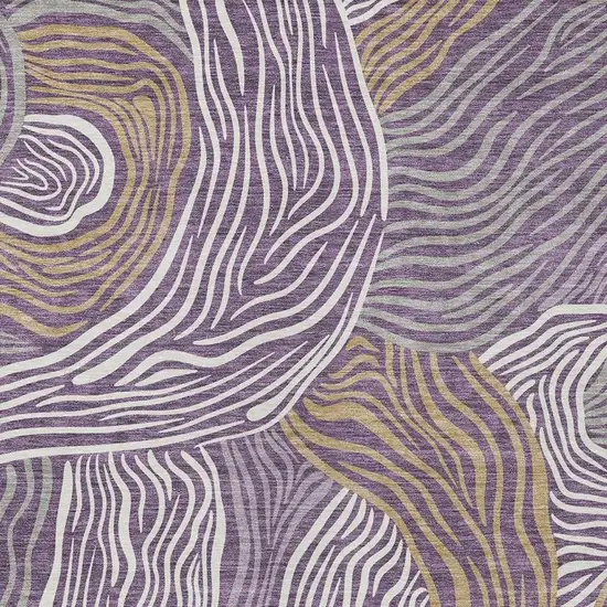Purple And Ivory Ikat Washable Indoor Outdoor Area Rug Photo 2
