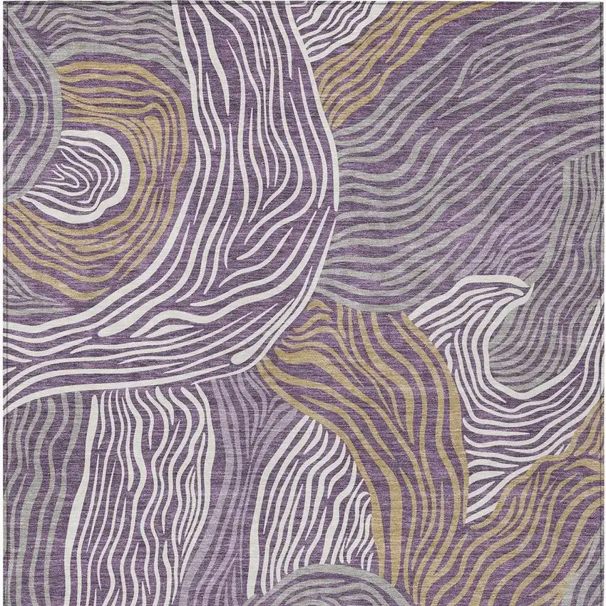 Purple And Ivory Ikat Washable Indoor Outdoor Area Rug Photo 3