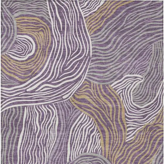 Purple And Ivory Ikat Washable Indoor Outdoor Area Rug Photo 3