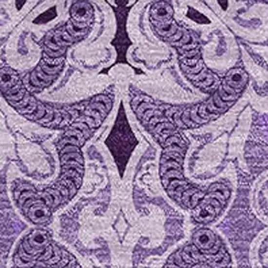 Purple And Ivory Medallion Washable Area Rug With UV Protection Photo 3