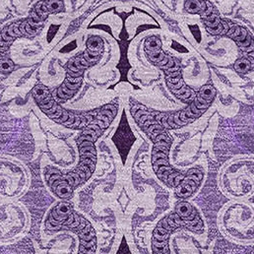 Purple And Ivory Medallion Washable Area Rug With UV Protection Photo 4