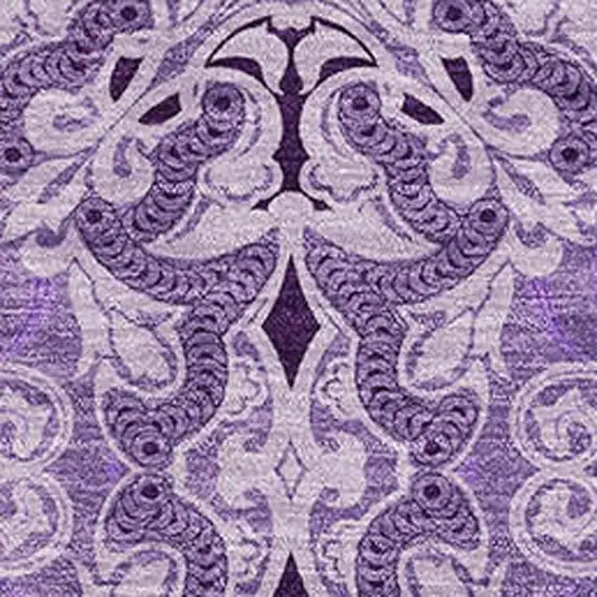 Purple And Ivory Medallion Washable Area Rug With UV Protection Photo 4