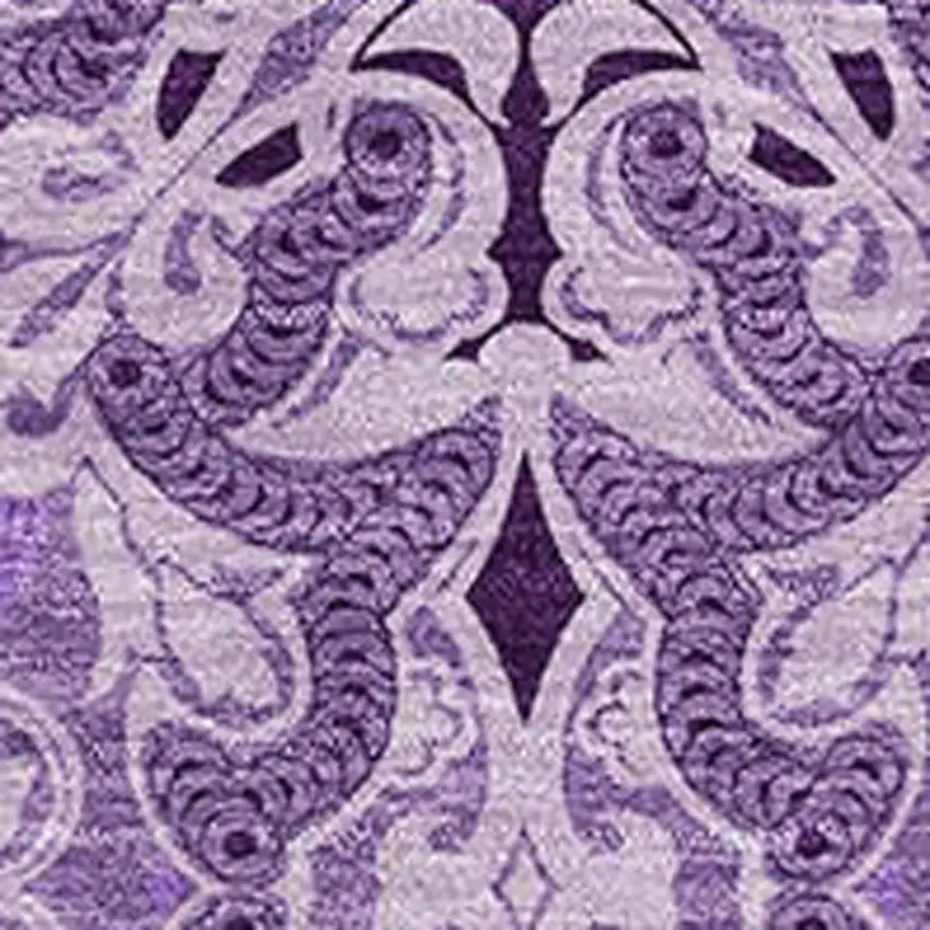 Purple And Ivory Medallion Washable Area Rug With UV Protection Photo 3