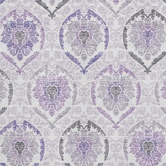 Purple And Ivory Medallion Washable Area Rug With UV Protection Photo 3