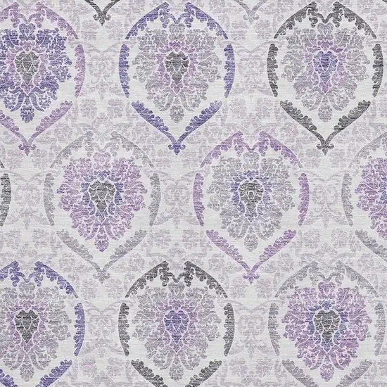 Purple And Ivory Medallion Washable Area Rug With UV Protection Photo 3