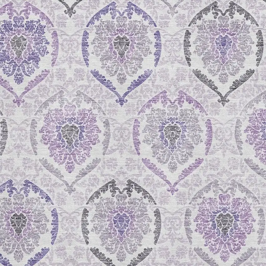 Purple And Ivory Medallion Washable Area Rug With UV Protection Photo 3