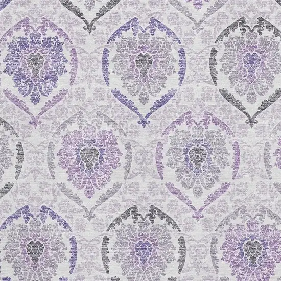 Purple And Ivory Medallion Washable Area Rug With UV Protection Photo 3