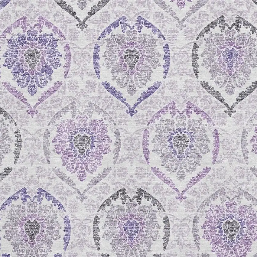 Purple And Ivory Medallion Washable Area Rug With UV Protection Photo 3