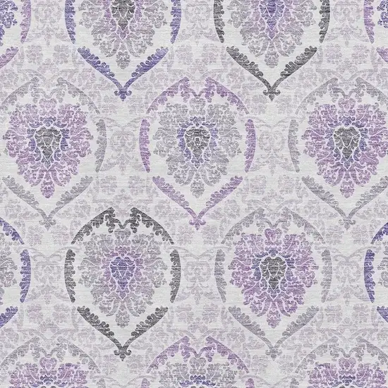 Purple And Ivory Medallion Washable Area Rug With UV Protection Photo 3