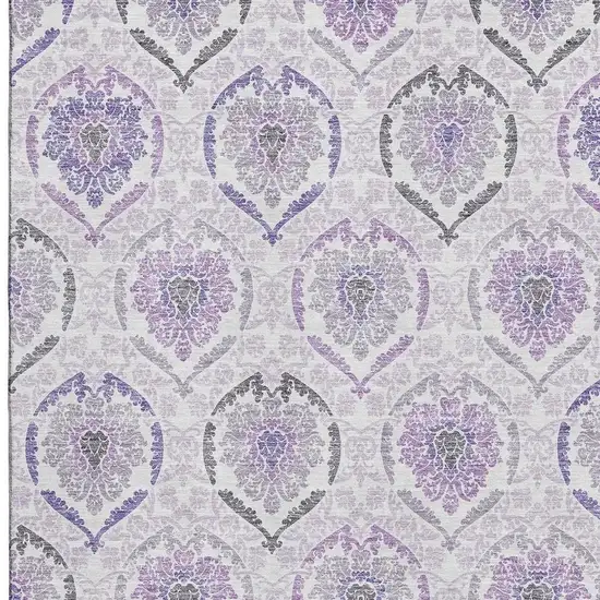 Purple And Ivory Medallion Washable Area Rug With UV Protection Photo 4