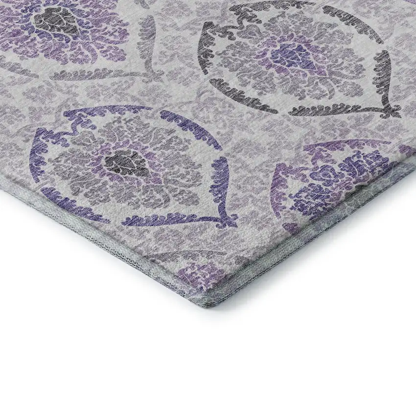 Purple And Ivory Medallion Washable Area Rug With UV Protection Photo 8