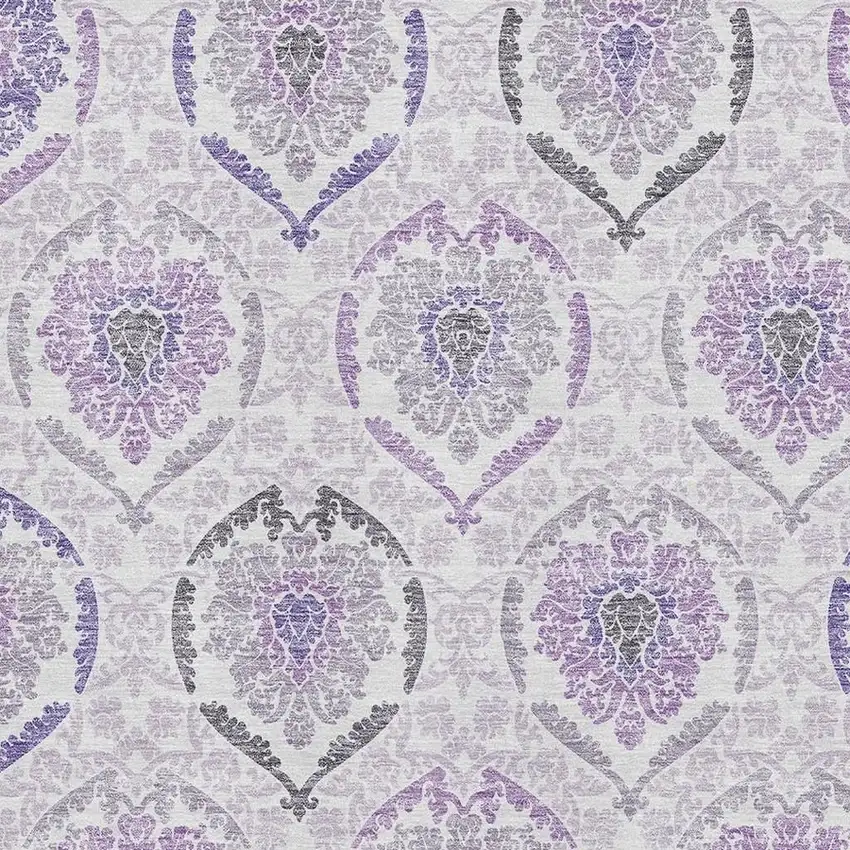 Purple And Ivory Medallion Washable Area Rug With UV Protection Photo 3