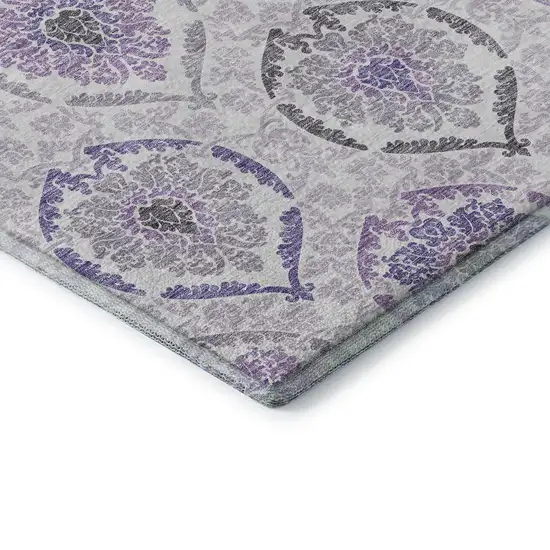 Purple And Ivory Medallion Washable Area Rug With UV Protection Photo 8