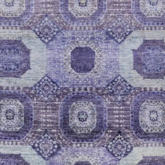 Purple And Ivory Medallion Washable Indoor Outdoor Area Rug Photo 4