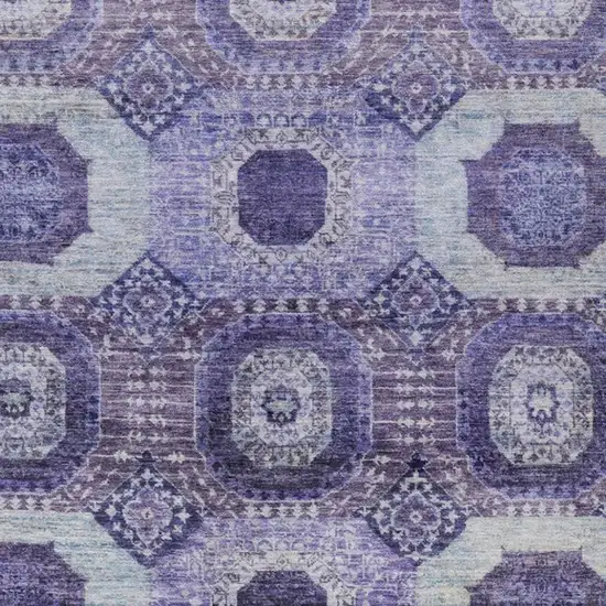 Purple And Ivory Medallion Washable Indoor Outdoor Area Rug Photo 9