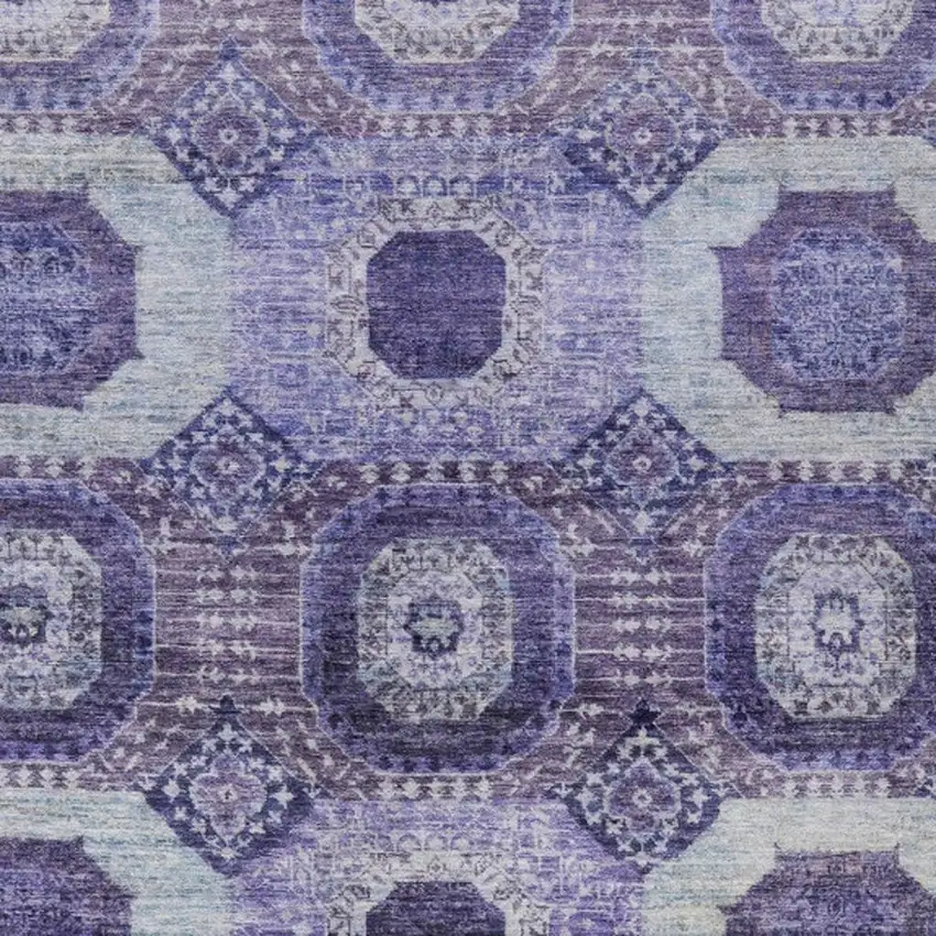 Purple And Ivory Medallion Washable Indoor Outdoor Area Rug Photo 9