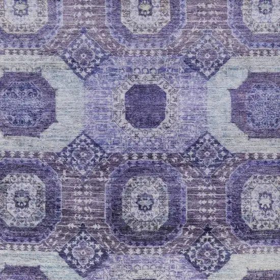 Purple And Ivory Medallion Washable Indoor Outdoor Area Rug Photo 4
