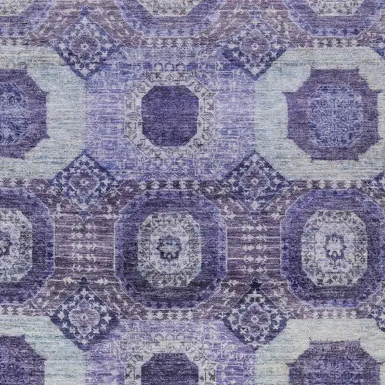 Purple And Ivory Medallion Washable Indoor Outdoor Area Rug Photo 3