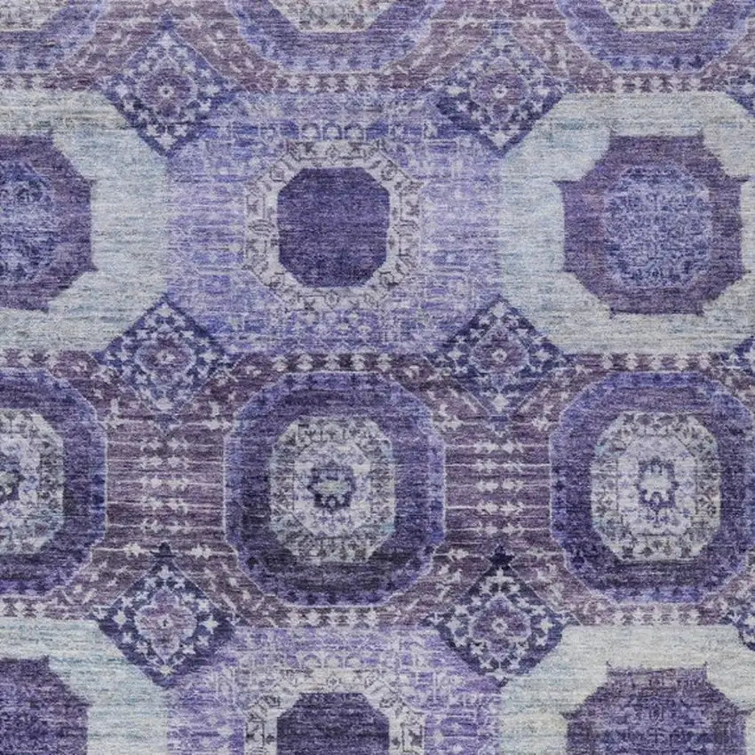 Purple And Ivory Medallion Washable Indoor Outdoor Area Rug Photo 3
