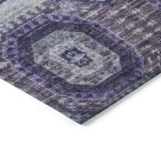 Purple And Ivory Medallion Washable Indoor Outdoor Area Rug Photo 9