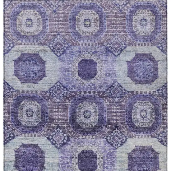 Purple And Ivory Medallion Washable Indoor Outdoor Area Rug Photo 4