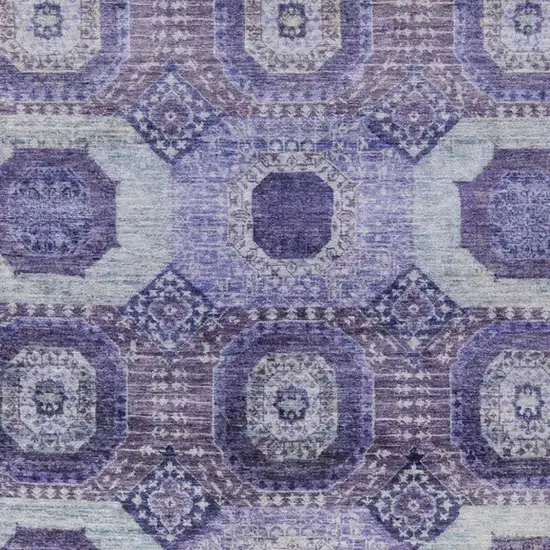 Purple And Ivory Medallion Washable Indoor Outdoor Area Rug Photo 3