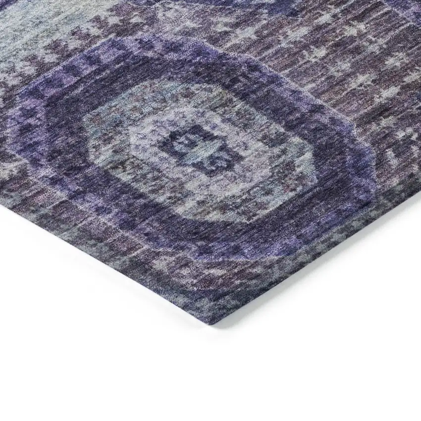 Purple And Ivory Medallion Washable Indoor Outdoor Area Rug Photo 9