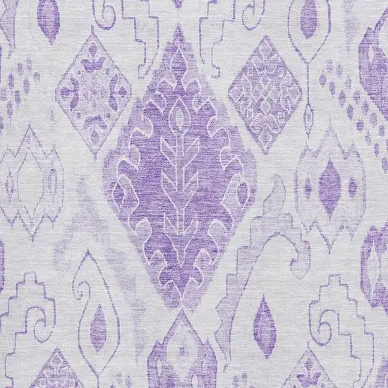 Purple And Ivory Moroccan Washable Area Rug With UV Protection Photo 3