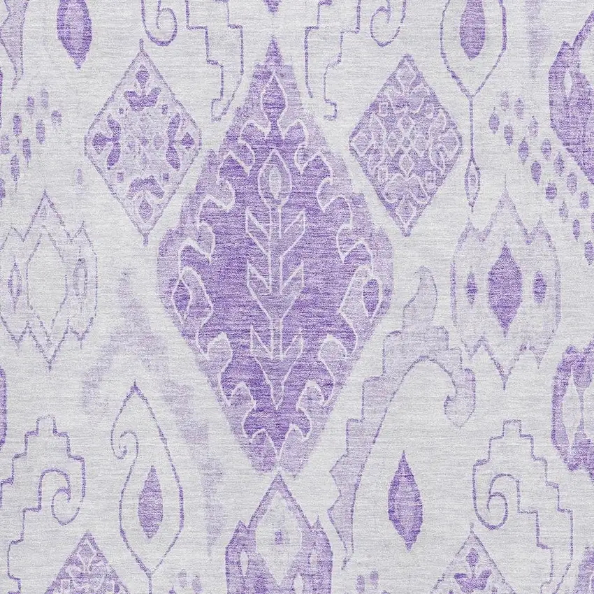 Purple And Ivory Moroccan Washable Area Rug With UV Protection Photo 3
