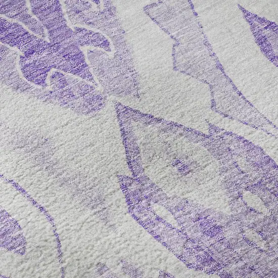 Purple And Ivory Moroccan Washable Area Rug With UV Protection Photo 8