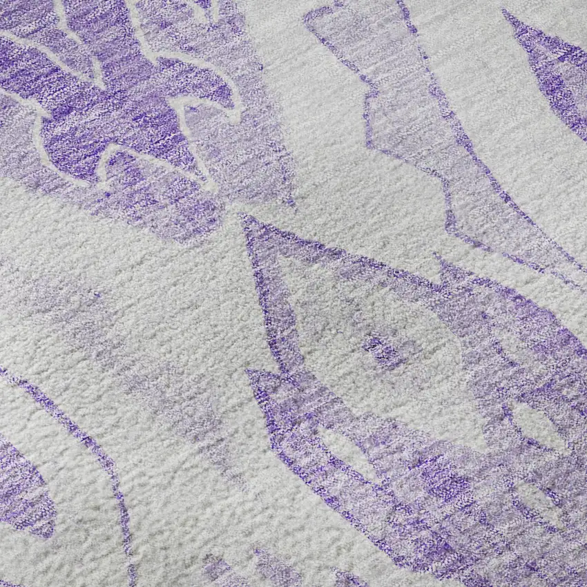 Purple And Ivory Moroccan Washable Area Rug With UV Protection Photo 8