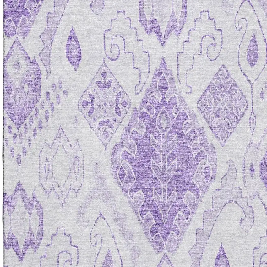 Purple And Ivory Moroccan Washable Area Rug With UV Protection Photo 3