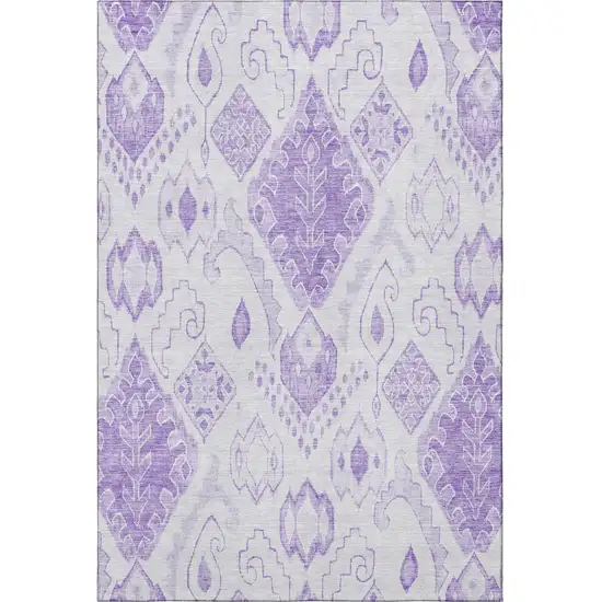 Purple And Ivory Moroccan Washable Area Rug With UV Protection Photo 4