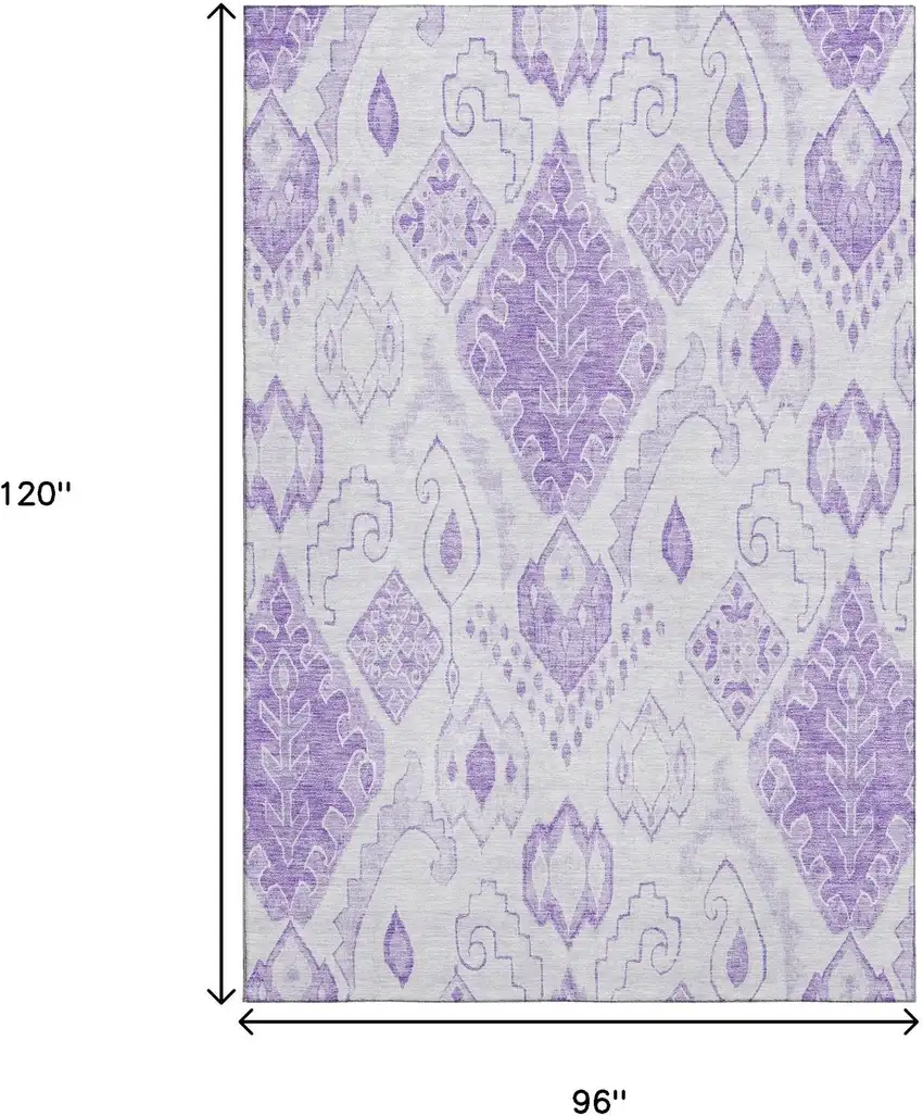Purple And Ivory Moroccan Washable Area Rug With UV Protection Photo 3