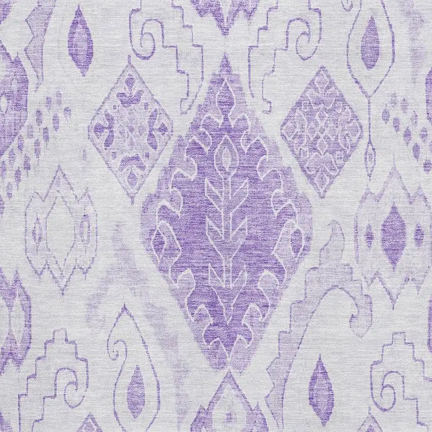 Purple And Ivory Moroccan Washable Area Rug With UV Protection Photo 3