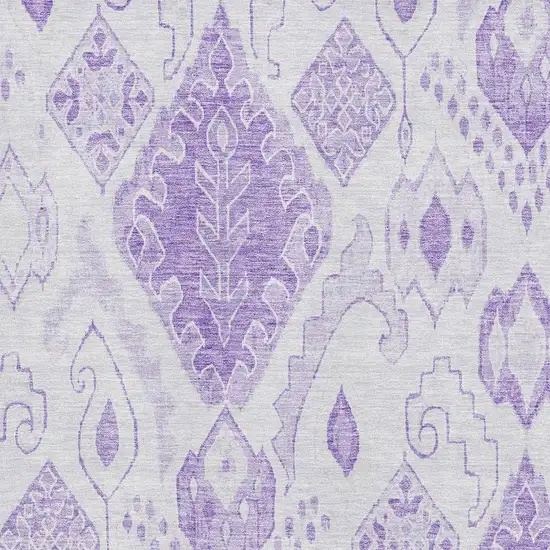 Purple And Ivory Moroccan Washable Area Rug With UV Protection Photo 3