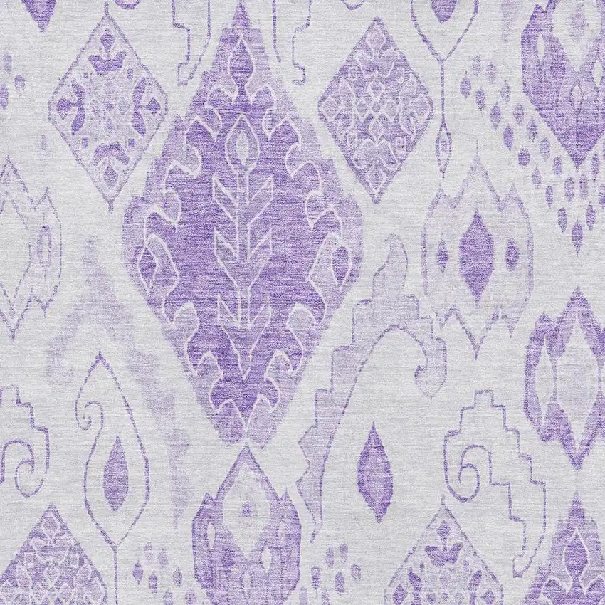 Purple And Ivory Moroccan Washable Area Rug With UV Protection Photo 3