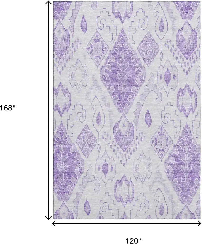 Purple And Ivory Moroccan Washable Area Rug With UV Protection Photo 3