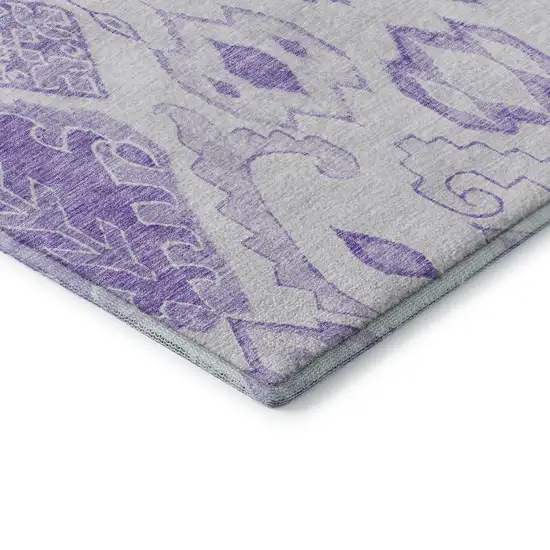 Purple And Ivory Moroccan Washable Area Rug With UV Protection Photo 8