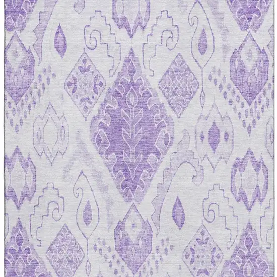 Purple And Ivory Moroccan Washable Area Rug With UV Protection Photo 4