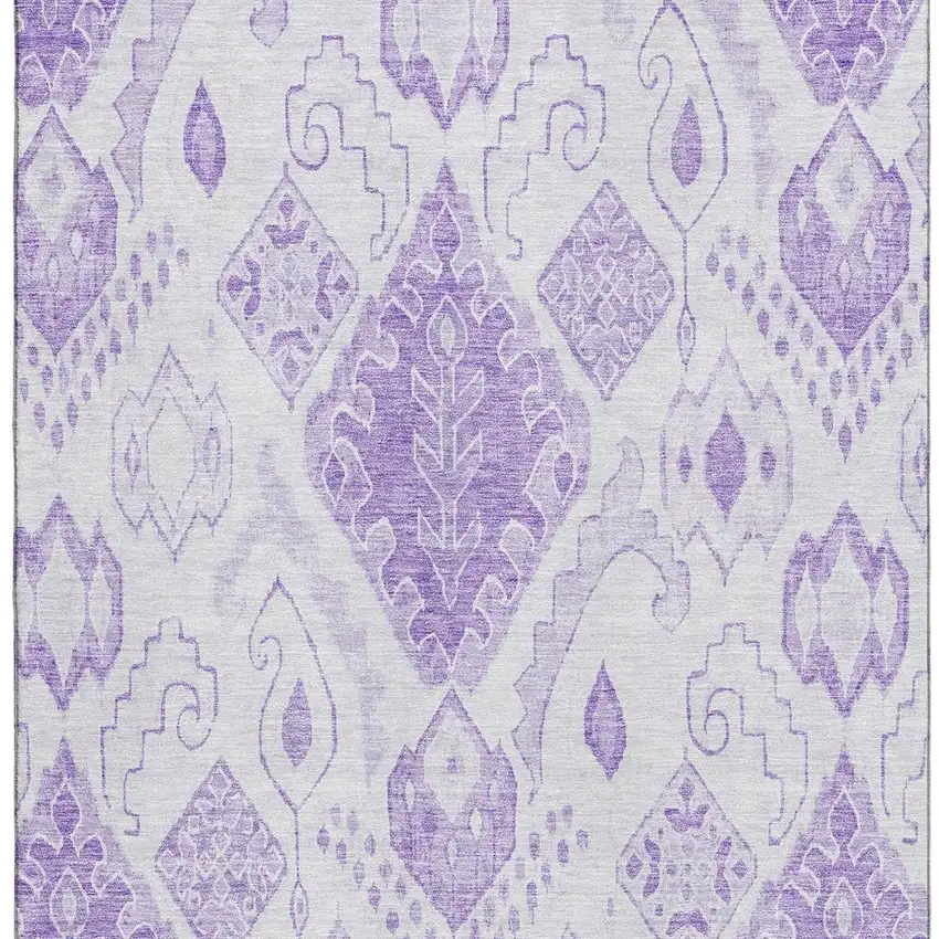 Purple And Ivory Moroccan Washable Area Rug With UV Protection Photo 4