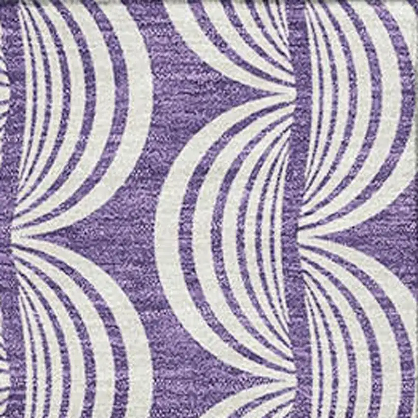 Purple And Ivory Ogee Washable Area Rug With UV Protection Photo 3
