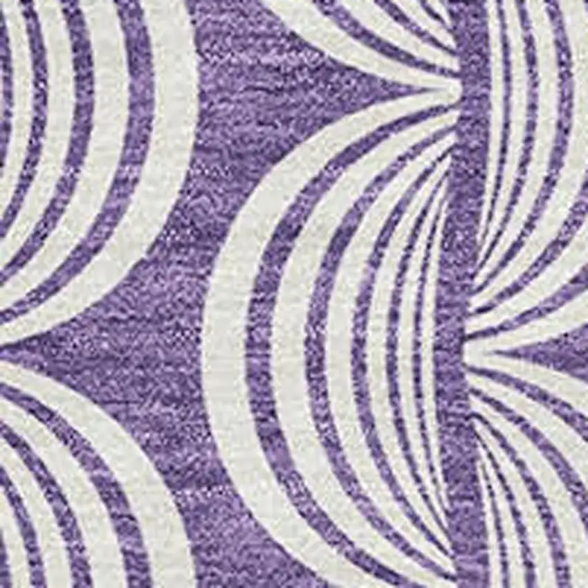Purple And Ivory Ogee Washable Area Rug With UV Protection Photo 2