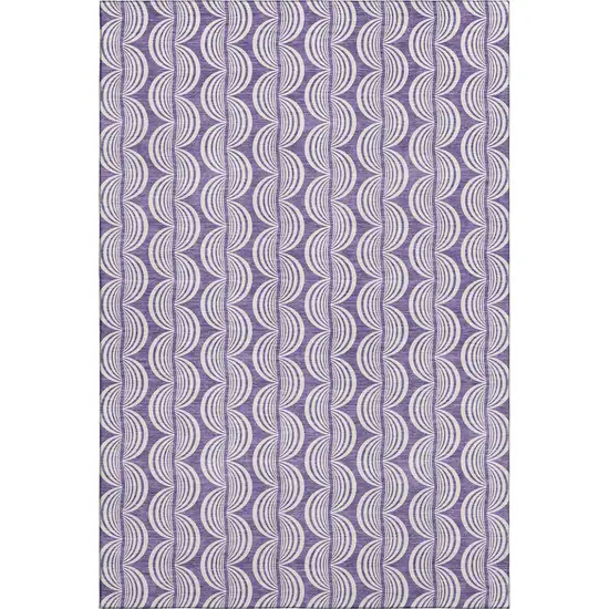 Purple And Ivory Ogee Washable Area Rug With UV Protection Photo 1