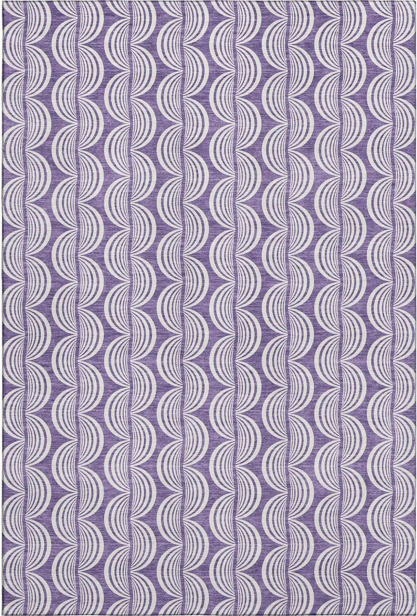Purple And Ivory Ogee Washable Area Rug With UV Protection Photo 1
